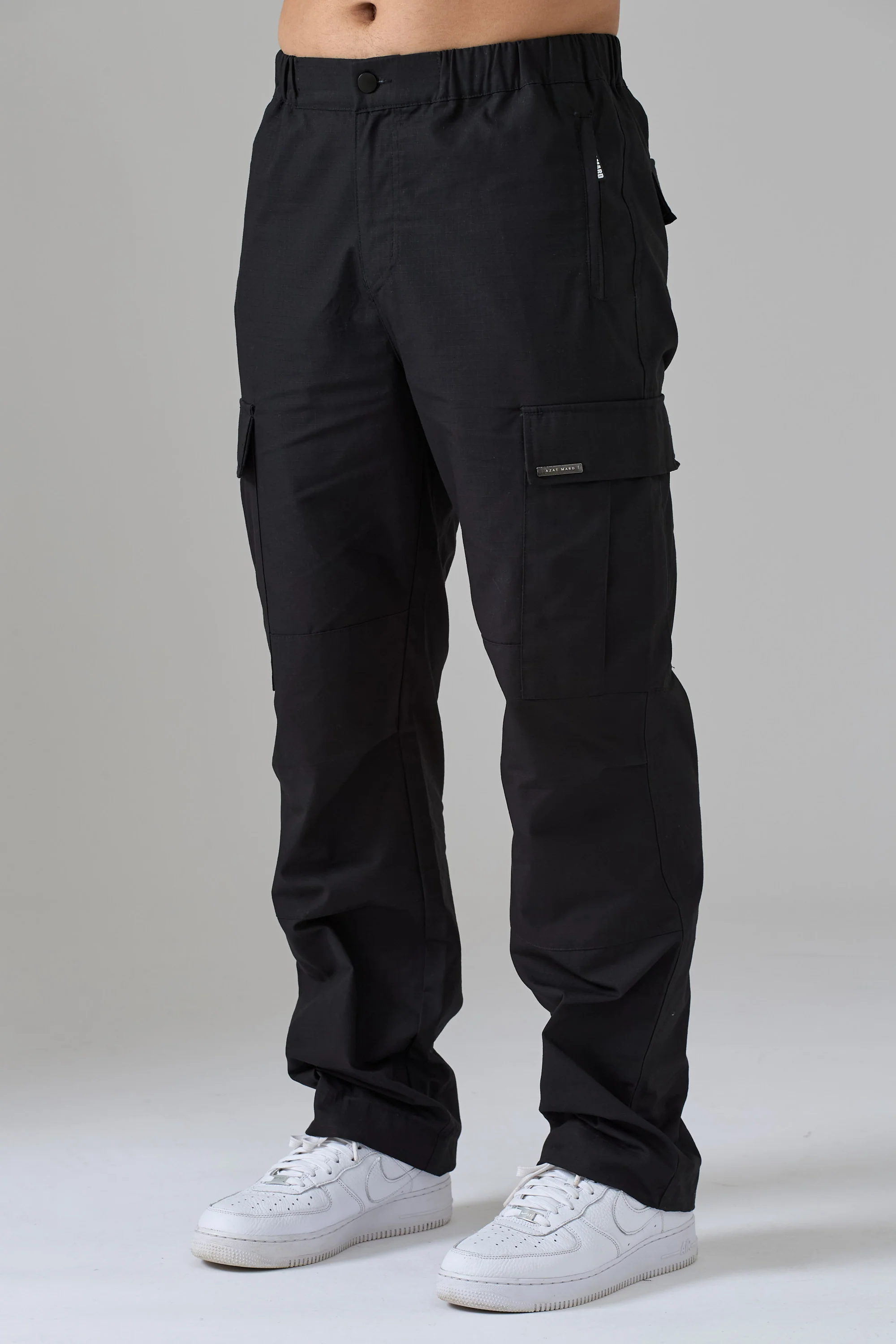 BLACK STRAIGHT LEG RIPSTOP PANTS - Image 2