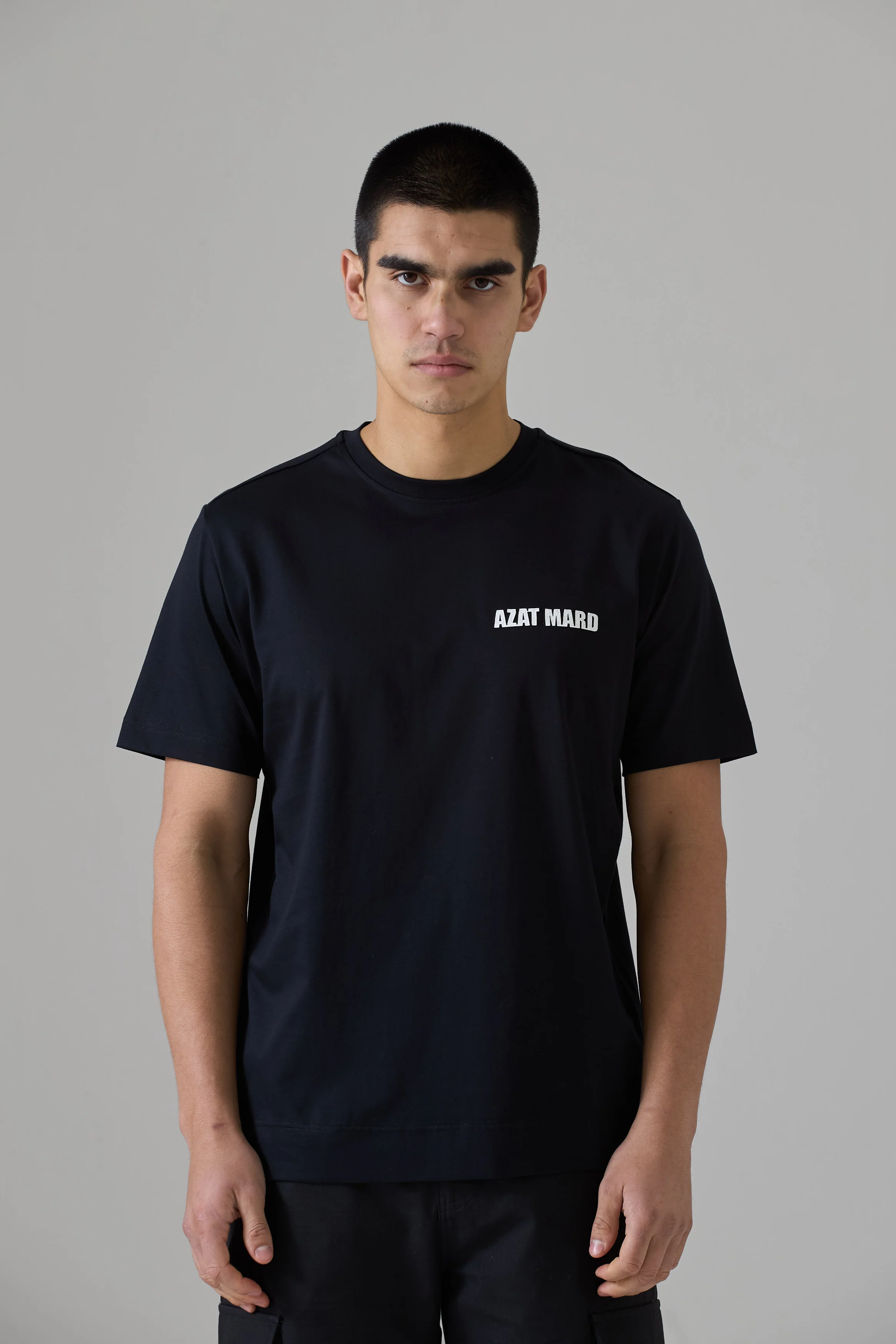 BLACK/ WHITE MERCERISED T-SHIRT