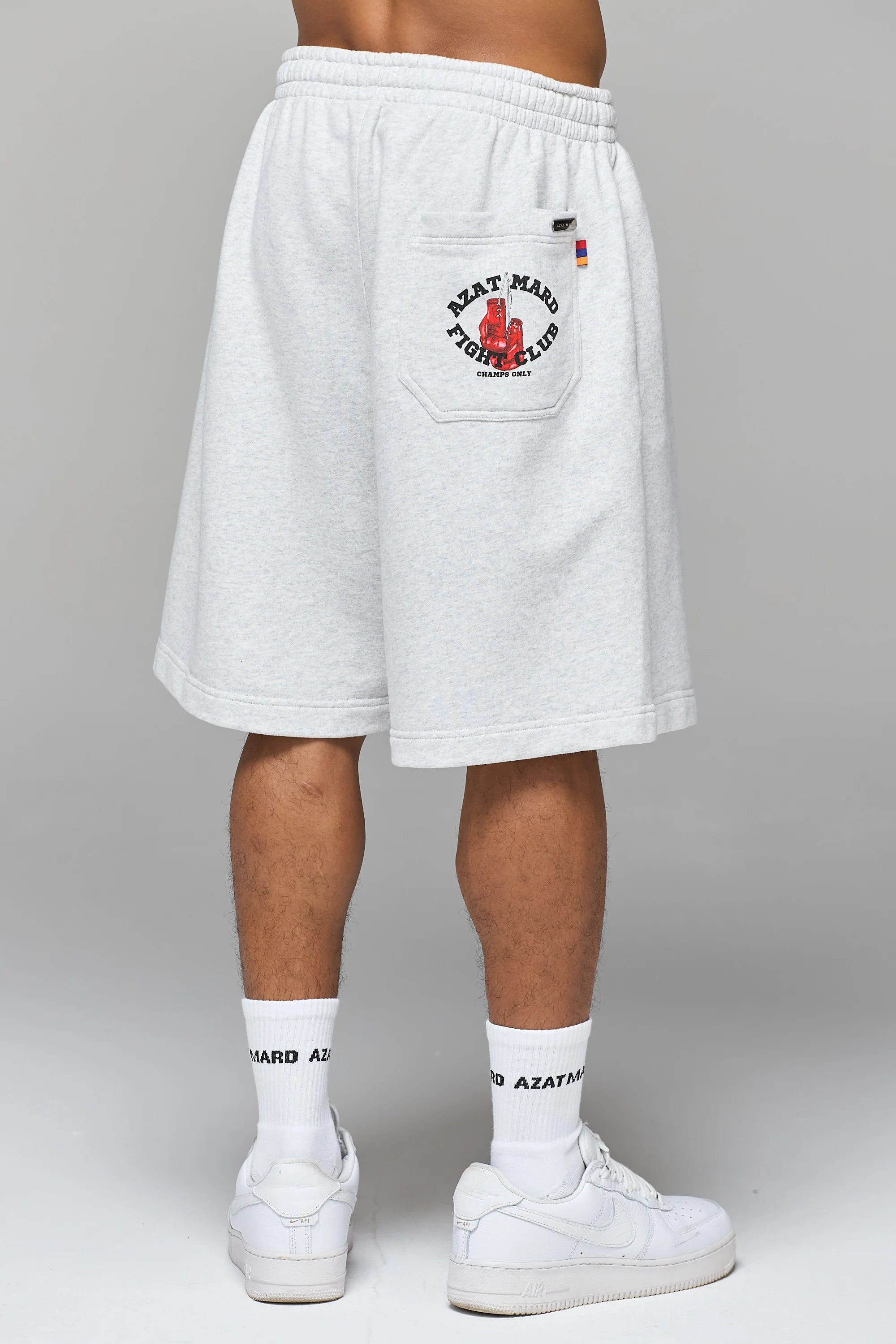 FIGHT CLUB LONG-LENGTH GREY SHORTS - Image 2