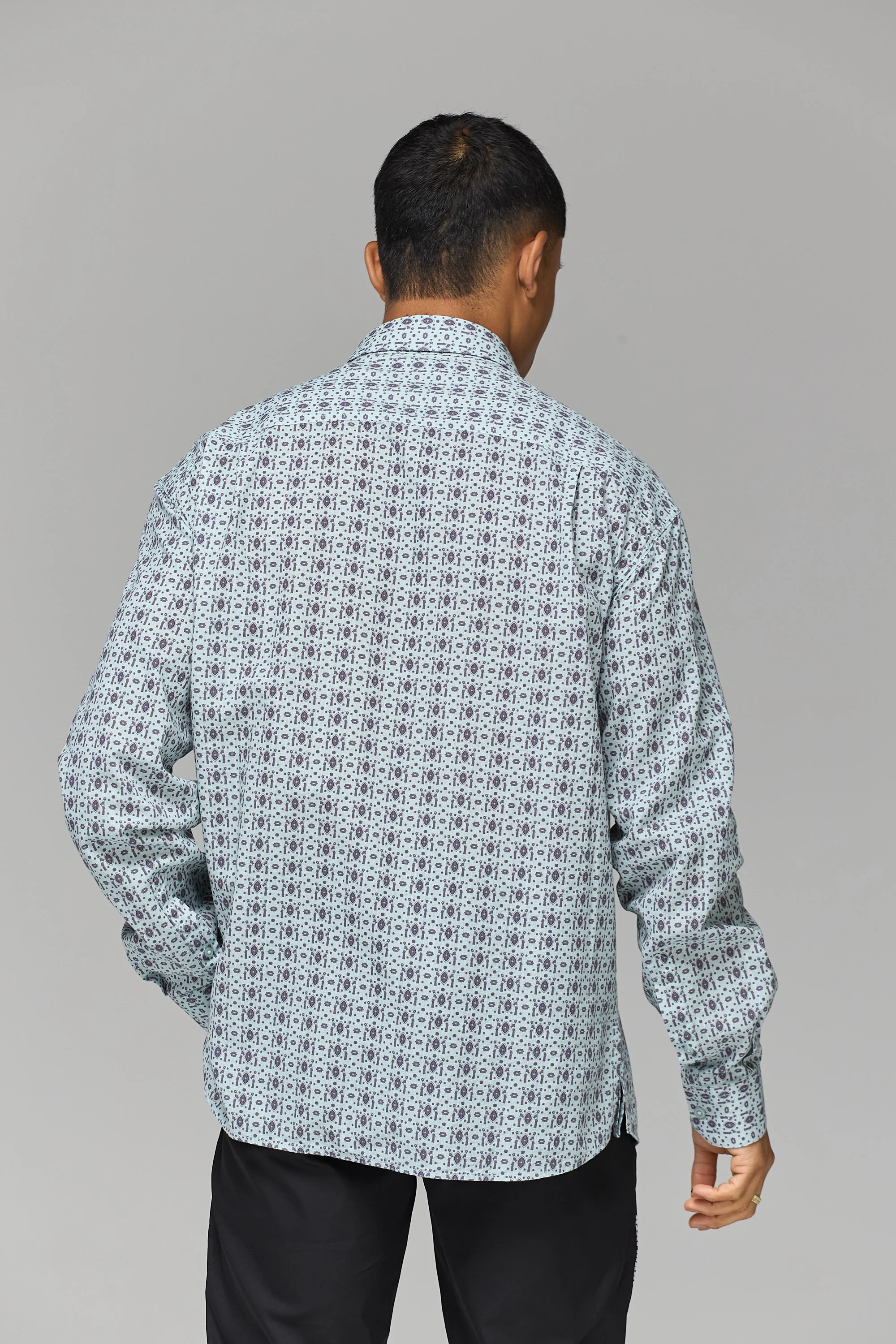 GREY ARMENIAN PATTERN RELAXED SHIRT - Image 3