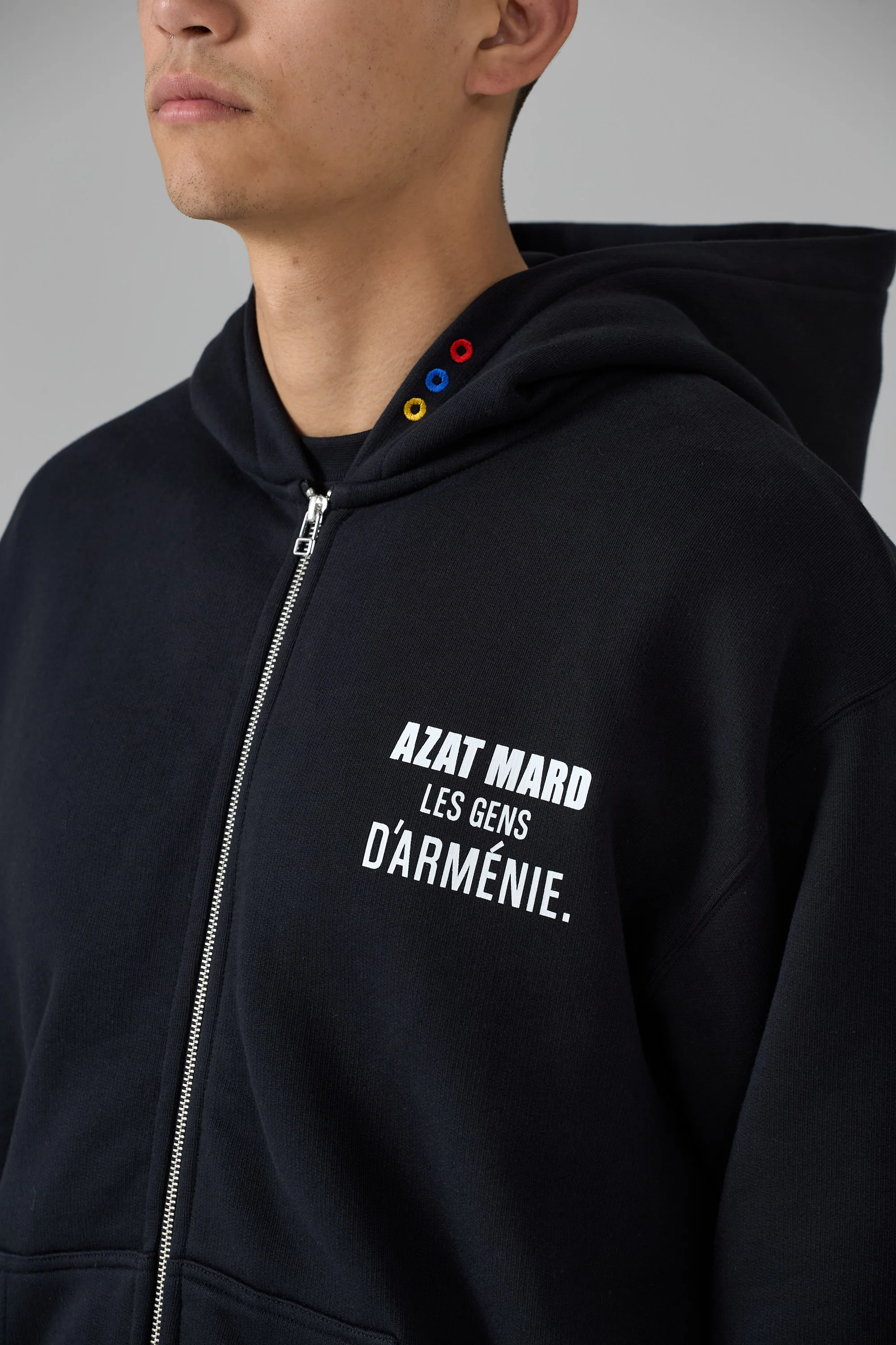 LES GENS BLACK/WHITE ZIPPER HOODIE - Image 6