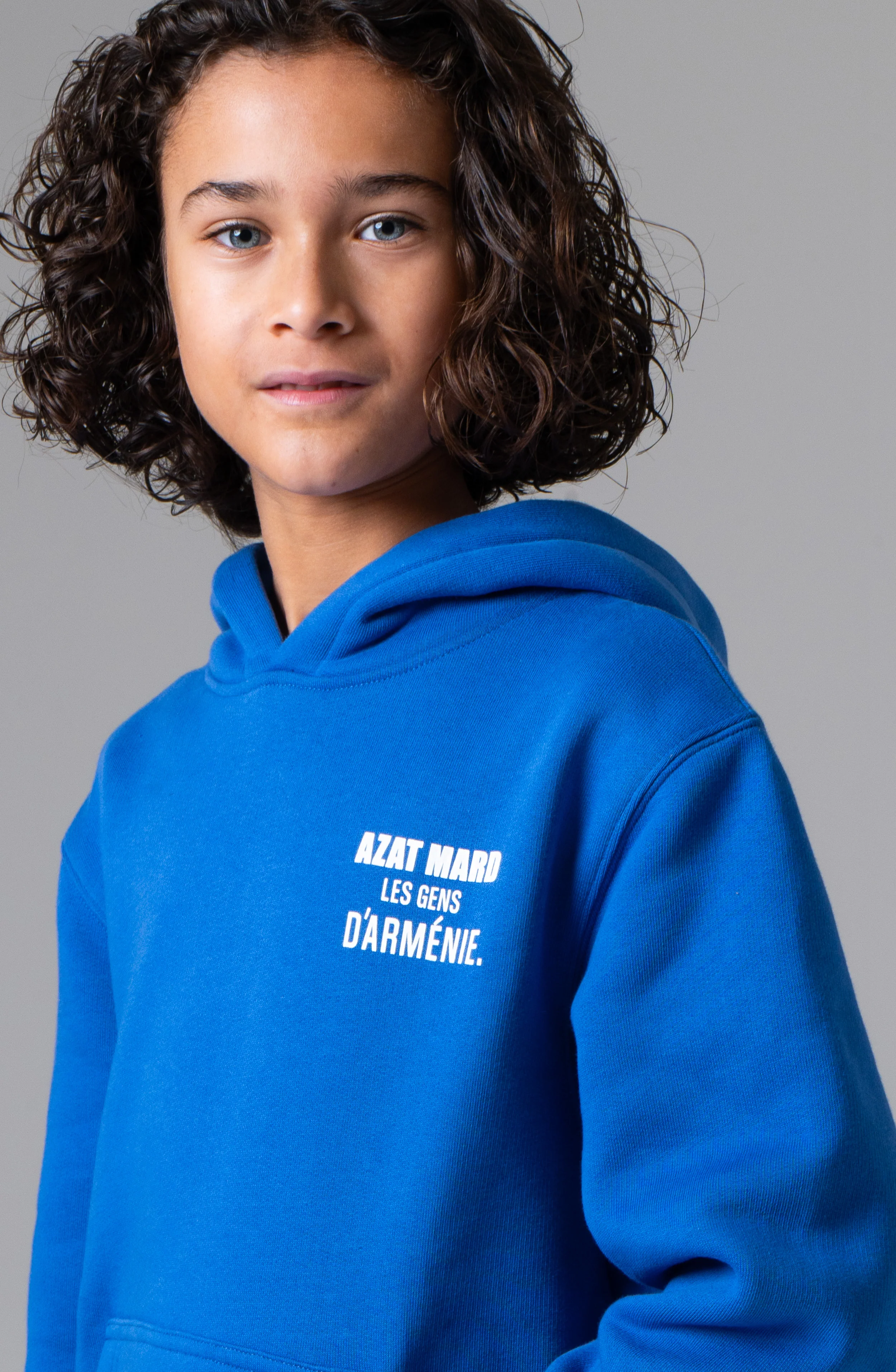 LES GENS COBALT BLUE/WHITE KIDS HOODIE - Image 3