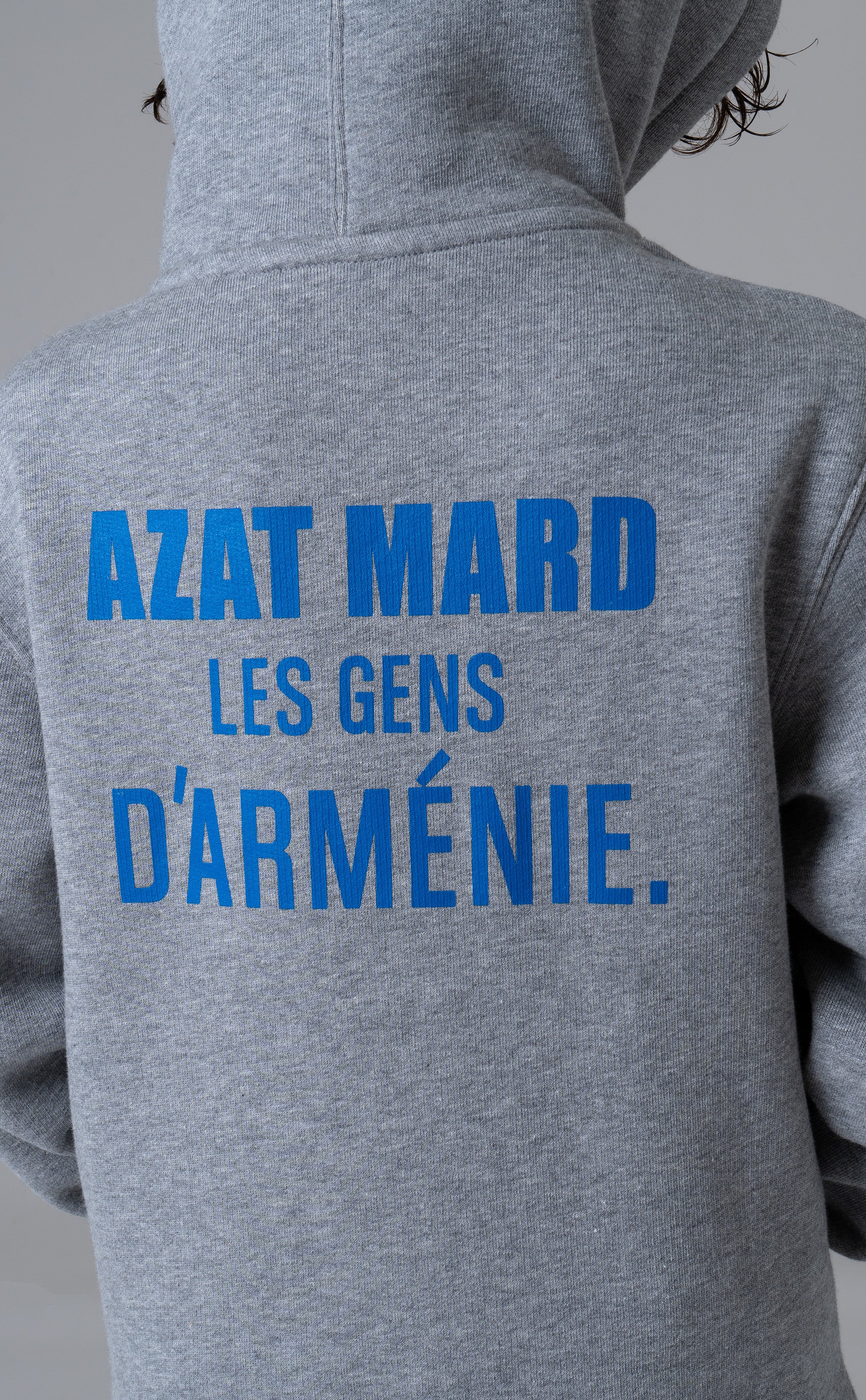 LES GENS HEATHER GREY/BLUE KIDS HOODIE - Image 5
