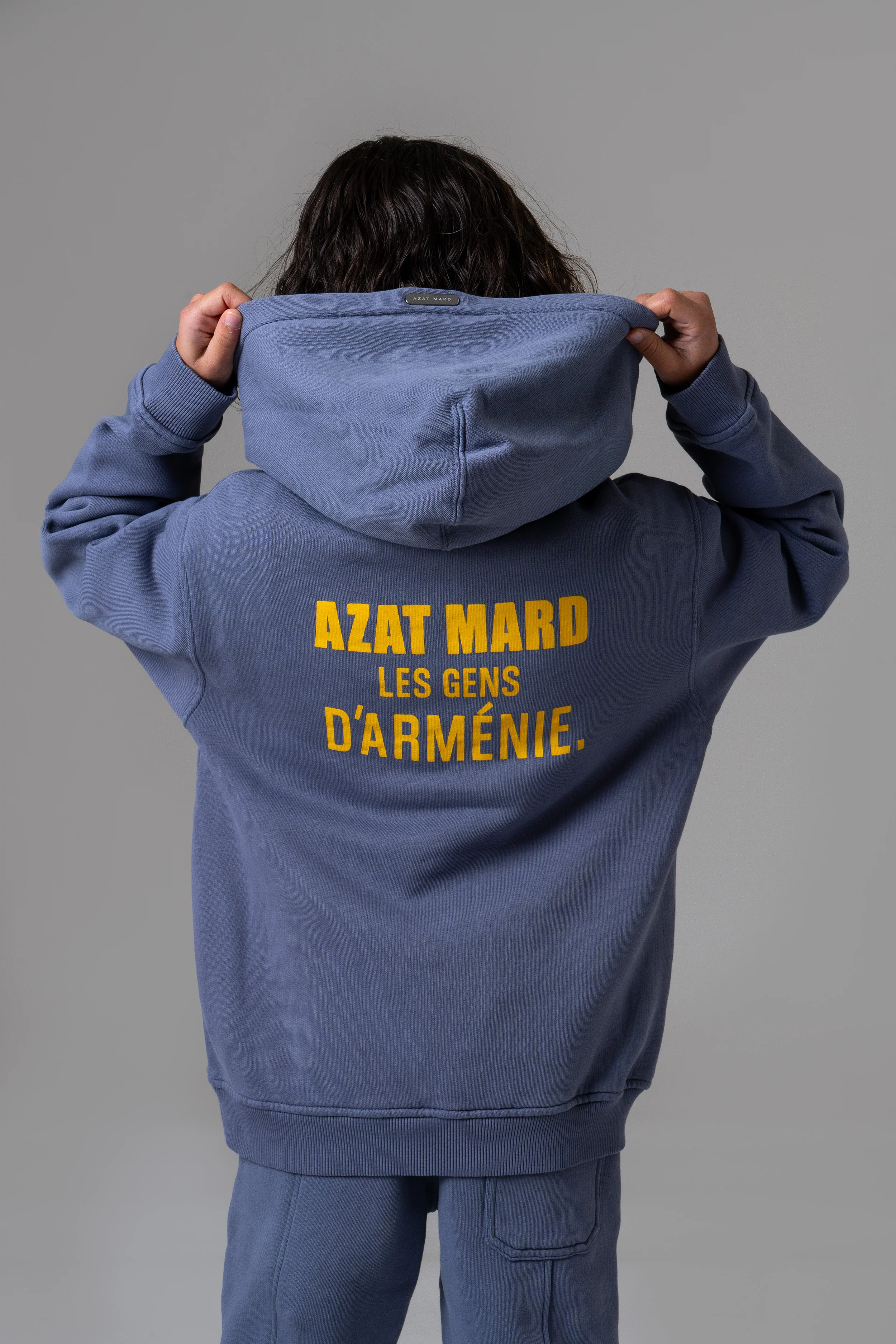 LES GENS WASHED NAVY/YELLOW KIDS HOODIE - Image 3
