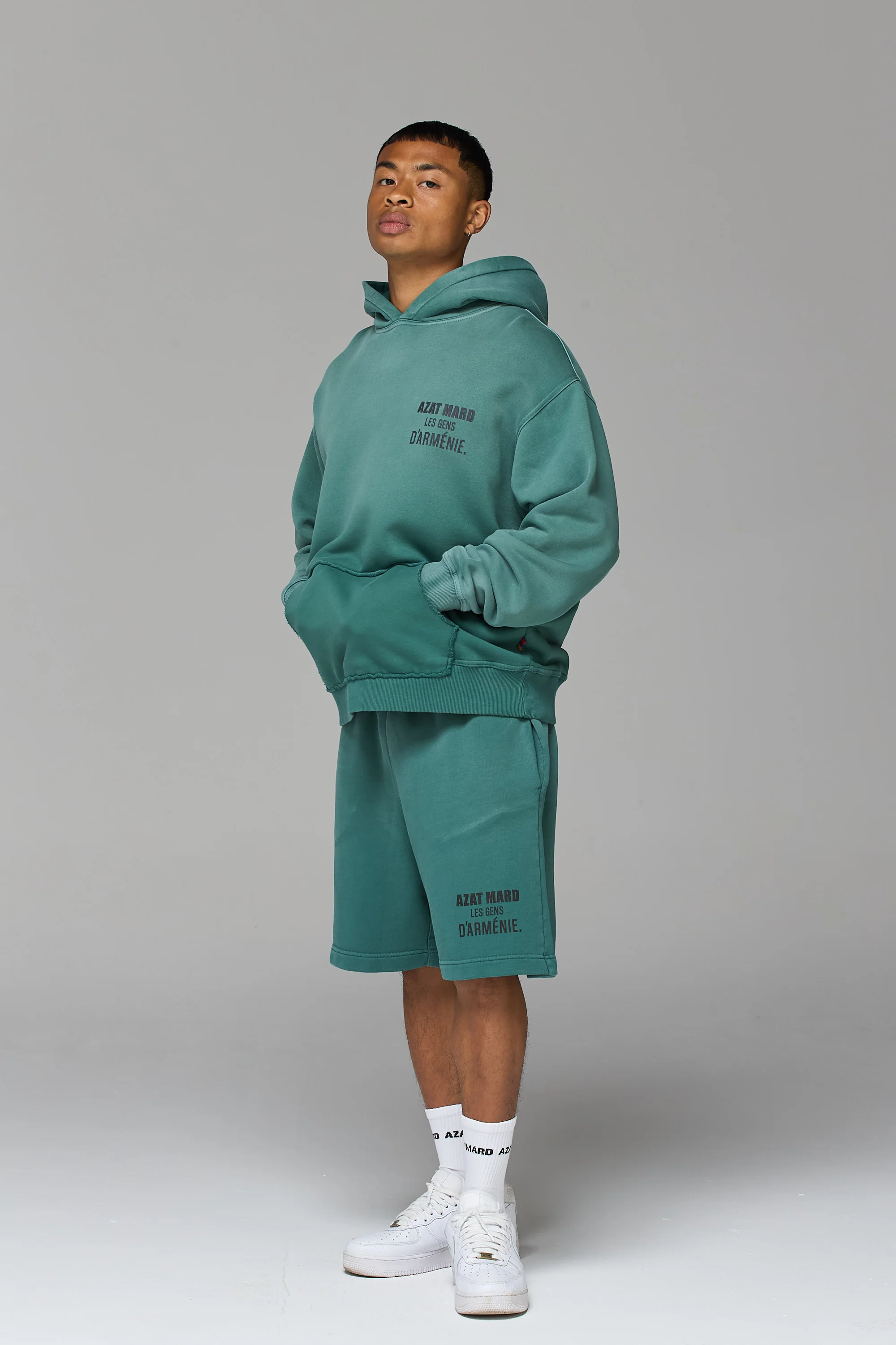 LES GENS WASHED GREEN SHORTS - Image 4