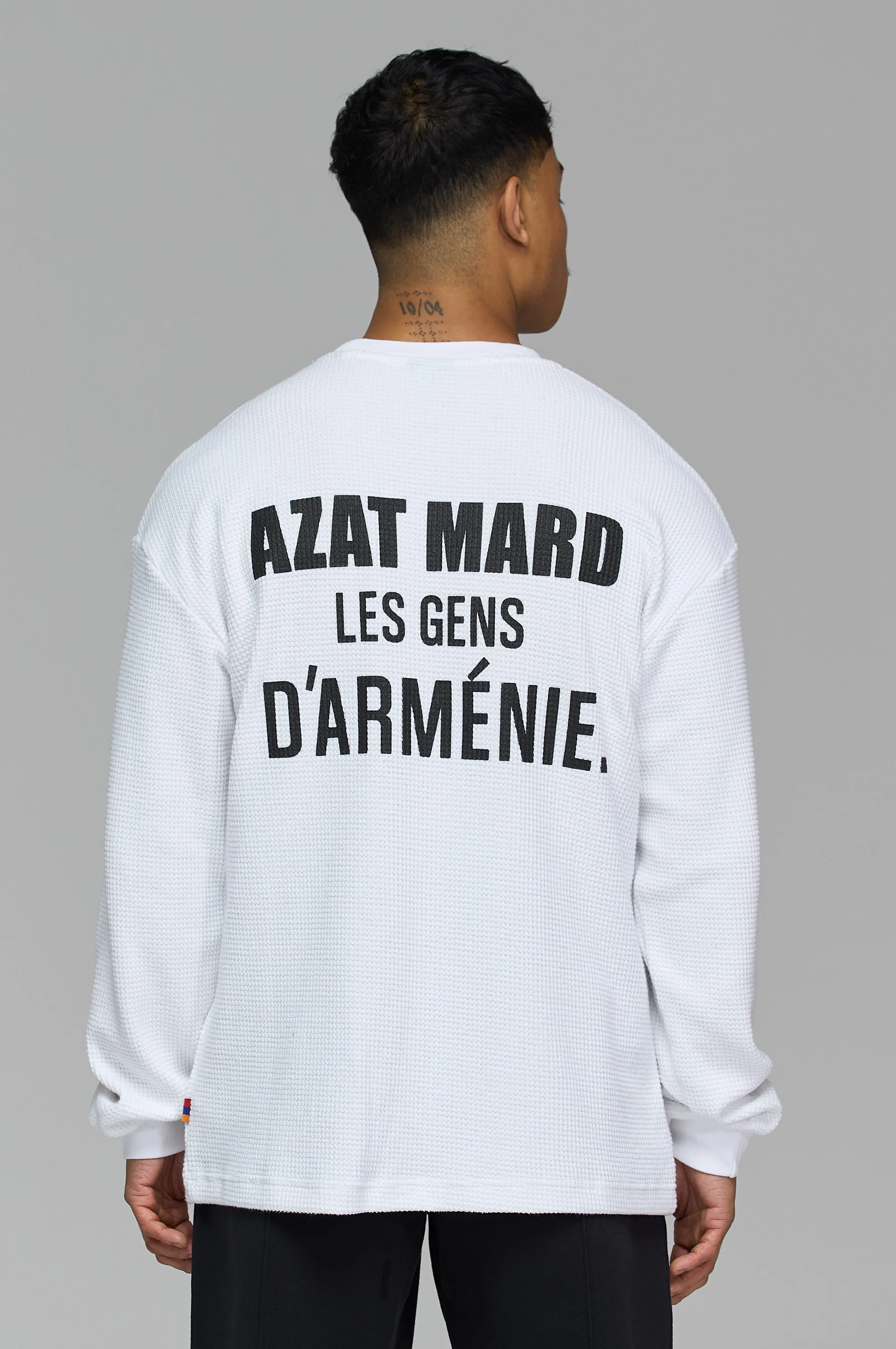 LES GENS WHITE RELAXED WAFFLE LONG SLEEVE T-SHIRT