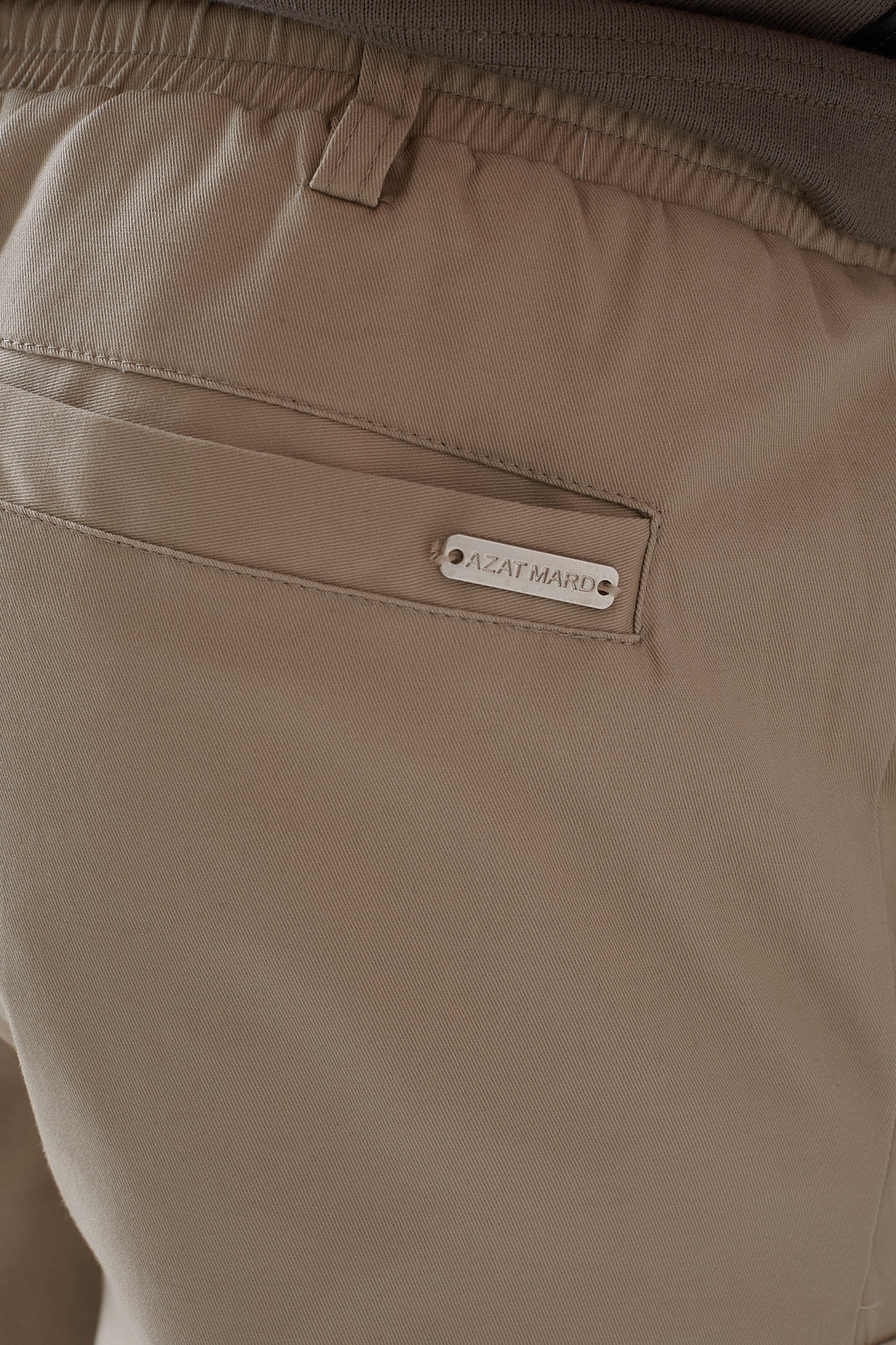 PLAQUE POCKET DETAIL BEIGE TWILL PANTS - Image 7