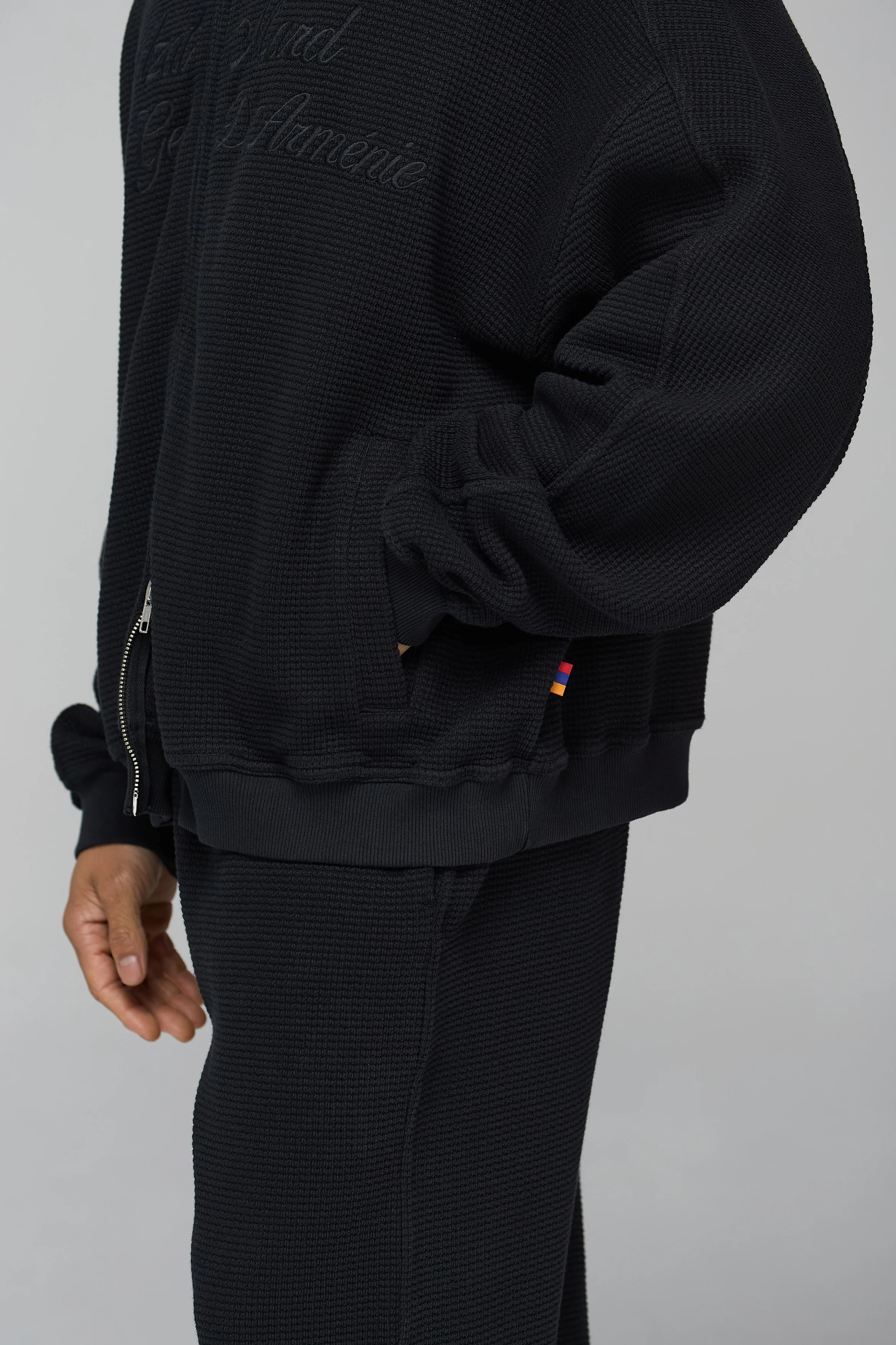 LES GENS SIGNATURE WAFFLE ZIPPER HOODIE - Image 7